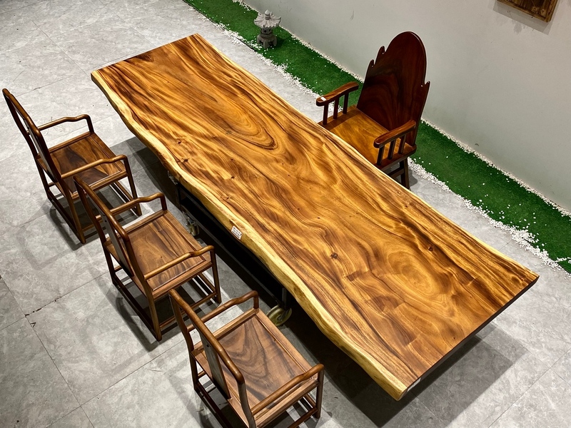 Natural Edge South American Walnut Slab Wood Table 338*110*8cm Wood Color