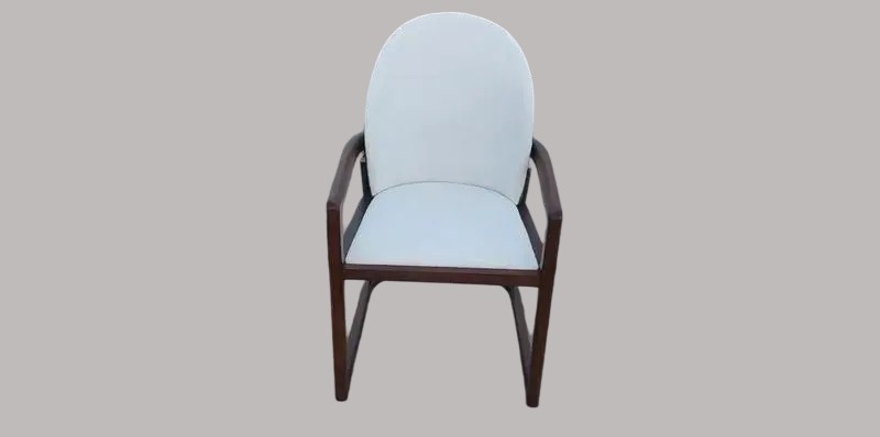 Ash Wood Chair Walnut Color White PU Leather Villa Dining Room Restaurant Dining Chair