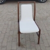 Ash Wood Chair Walnut Color White PU Leather Back Side Chair Classic Dining Chairs