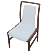 Ash Wood Chair Walnut Color White PU Leather Back Side Chair Classic Dining Chairs