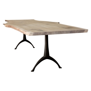 Wishbone table leg iron wood oak slab dining table top