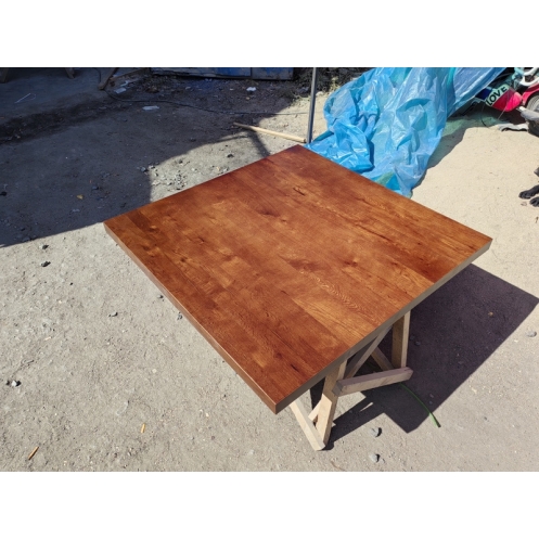 Walnut Stained White Oak Wood Dining Table Top Square Wooden Table Top