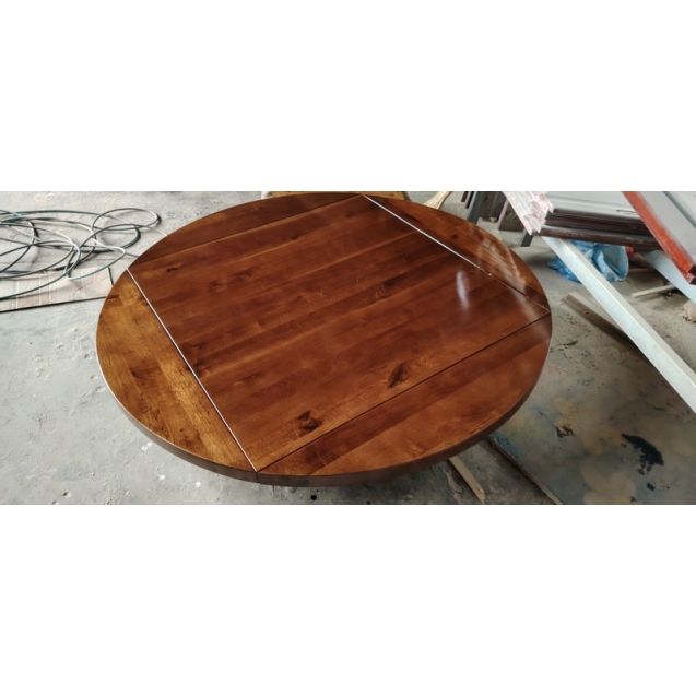 Extendable Round White Oak Walnut Stained Wood Dining Table Top