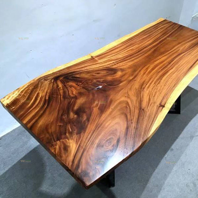 Table Bois Massif Unique Slab Noyer En Résine Epoxy
