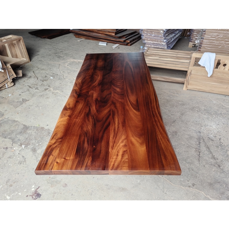 Custom Made Live Edge Natural Edge Solid Wood Table Top Suar Wood Countertop Modern Classic Rain Wood Restaurant Tops