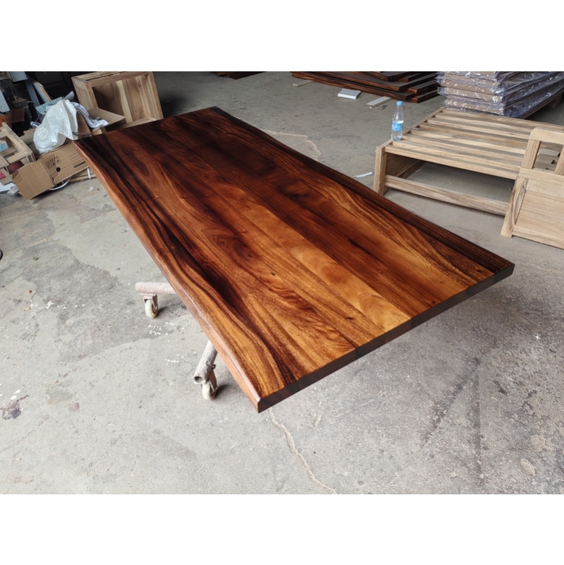 Custom Made Live Edge Natural Edge Solid Wood Table Top Suar Wood Countertop Modern Classic Rain Wood Restaurant Tops