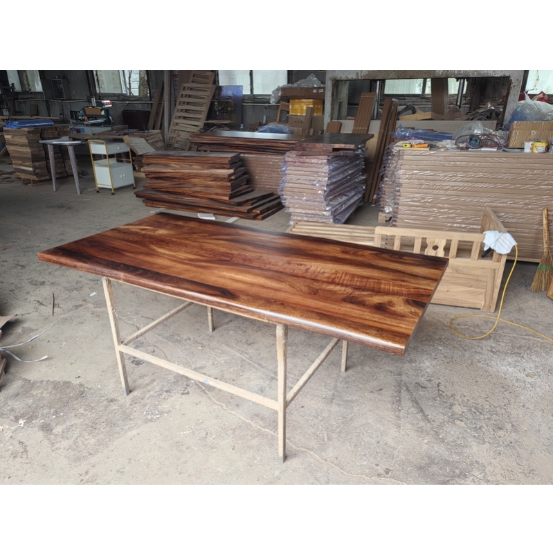 Custom Made Live Edge Natural Edge Solid Wood Table Top Suar Wood Countertop Modern Classic Rain Wood Restaurant Tops