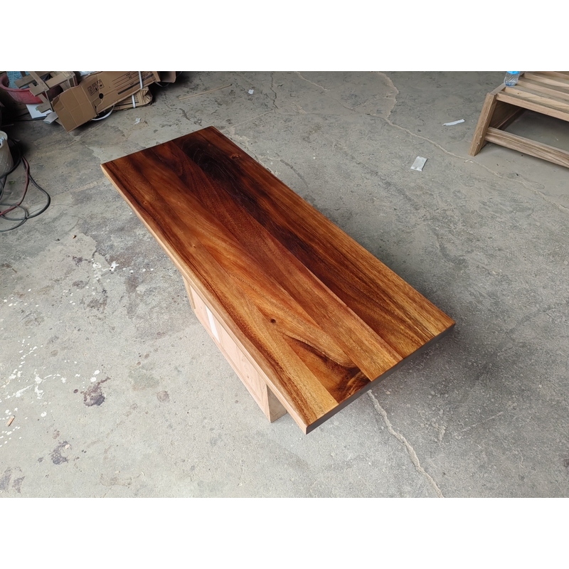 Wholesale Straight Edge Walnut Solid Wood Table Top Suar Wood Countertop Rain Wood Bar Table Tops