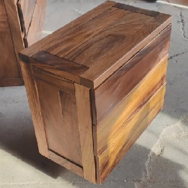 Three Drawers South American Walnut Wood Bedside Table Modern Classic Solid Wood Walnut Bedside Table