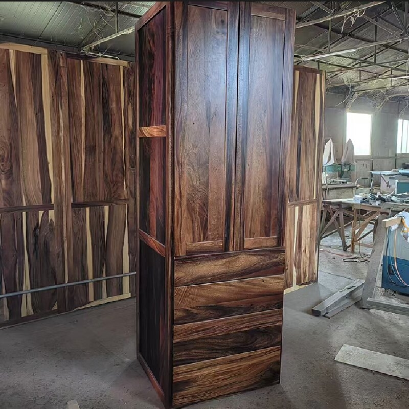 South American Walnut China Wardrobe Modern Stylish Solid Wood Wardrobe With Drawer Wooden Armoire Wardrobe