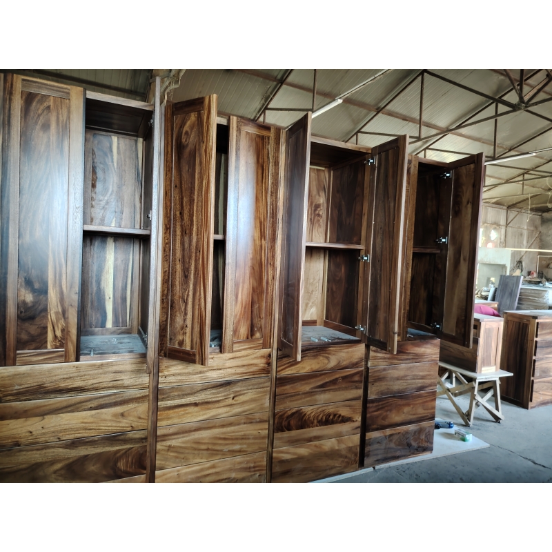 South American Walnut Wardrobe Bedroom Furniture Solid Wood Wardrobe With Drawer