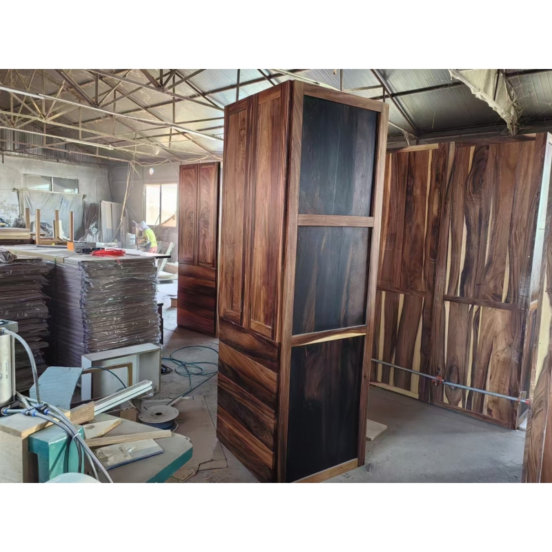 South American Walnut China Wardrobe Modern Stylish Solid Wood Wardrobe With Drawer Wooden Armoire Wardrobe