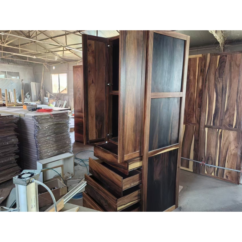 South American Walnut China Wardrobe Modern Stylish Solid Wood Wardrobe With Drawer Wooden Armoire Wardrobe