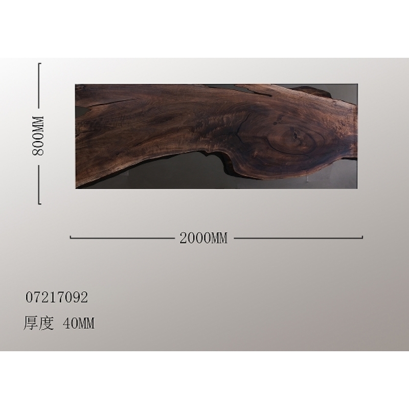 North American Walnut Black Clear Epoxy Straight Edge Wood Slab Table Top